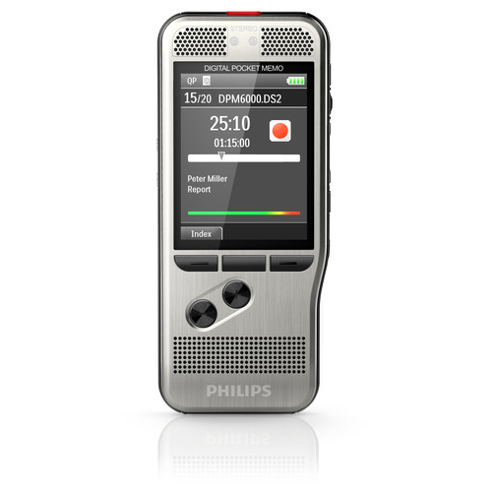 Philips DPM6000 Diktiergerät mit Flash-Karte - Schwarz/Silber